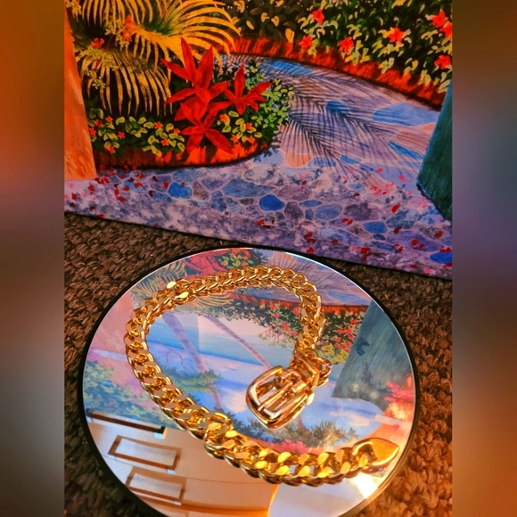 Gold Belt Buckle Design Choker Necklace 24inch..15.7 inch open wide🔥❤️ - Picture 3 of 4